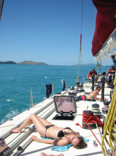 Sunbathing on yatch